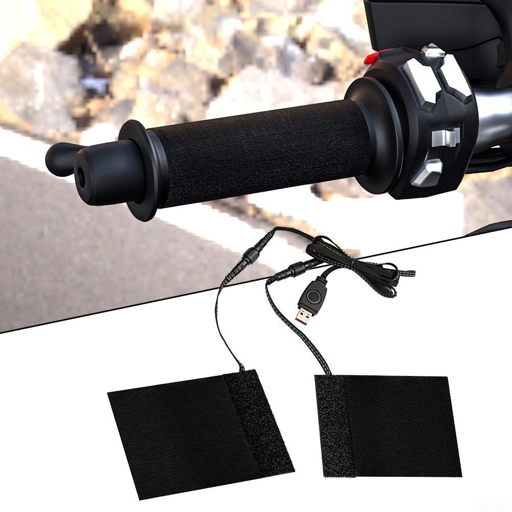 Yuanpgky Coussin chauffant pour guidon de moto, poignée chauffante USB, température réglable, chauffage rapide, étanche pour moto, vélo, moto
