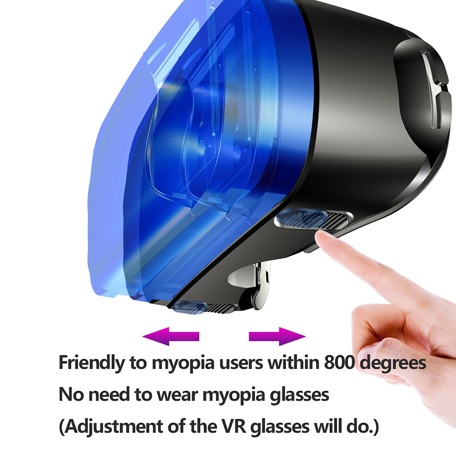 Occhiali 3D VR per smartphone con cuffie, cuffie per realtà virtuale, lenti HD anti-luce blu, IPD e messa a fuoco regolabili, compatibili con iPhone e Android (5-7"), cuffie VR per film e giochi (con)
