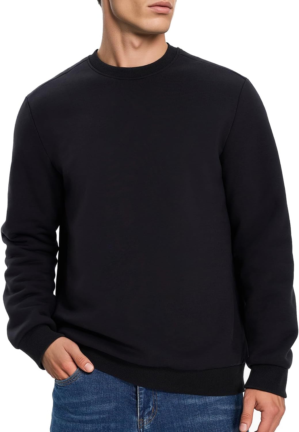 HODOSPORTS Mens Crewneck Sherpa Lined Sweatshirts Fleece Lined Pullover Shirts Warm Heavyweight Basic Tops Winter Clothes - Image 6