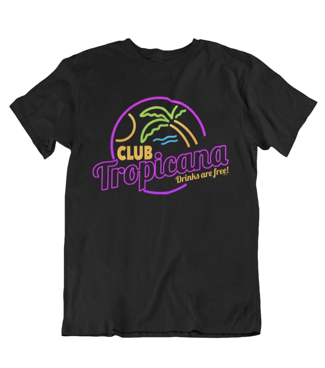 buzz shirts Club Tropicana, Mens or Women's Organic Cotton Retro Neon Sign Band T-Shirt