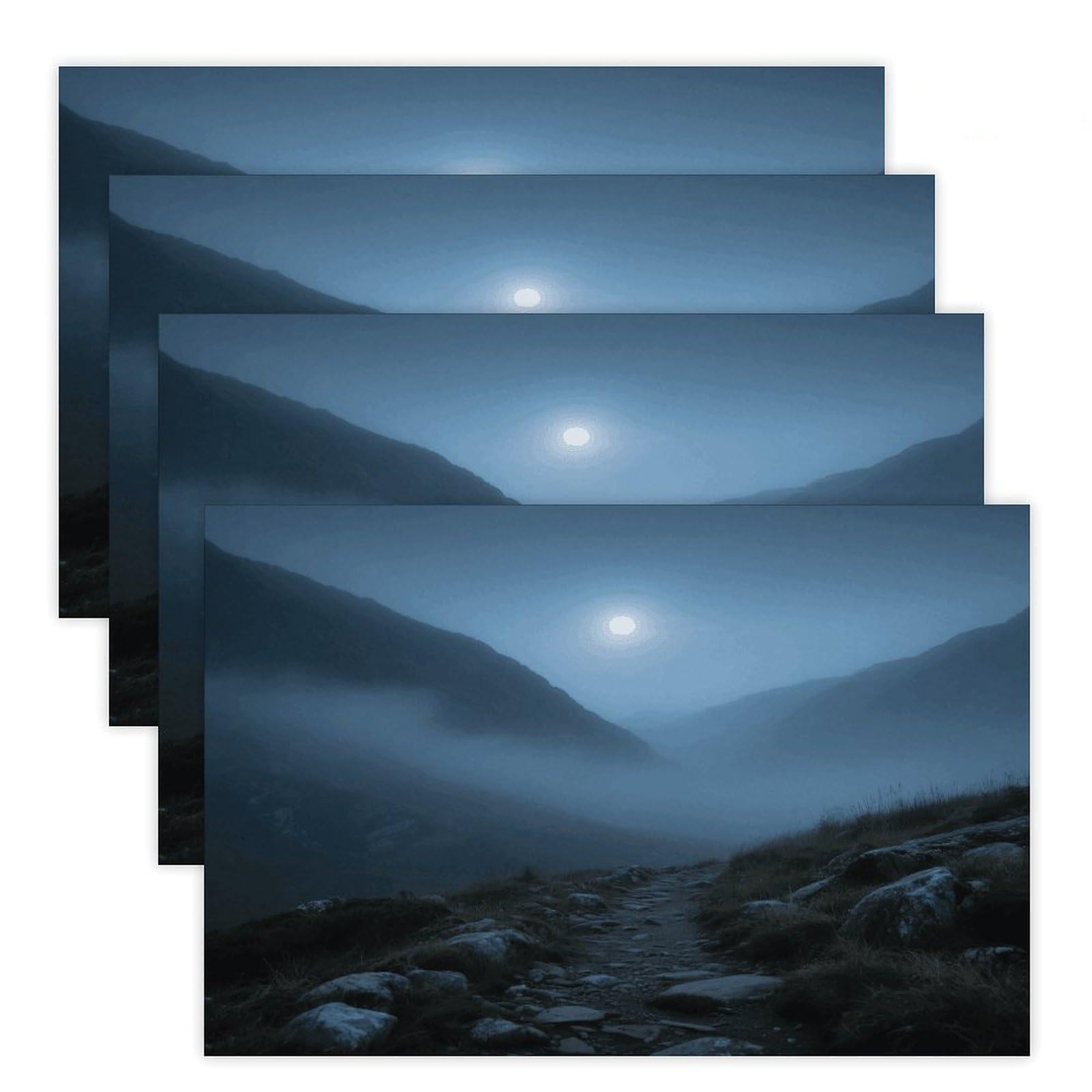 Moon Mountain Placemats Heat Resistant Non-Slip Place Mats Washable Wipeable Table Mat Kitchen Dining Table Decoration Placemats Indoor Outdoor Place Mats 17.7’’×11.8’’