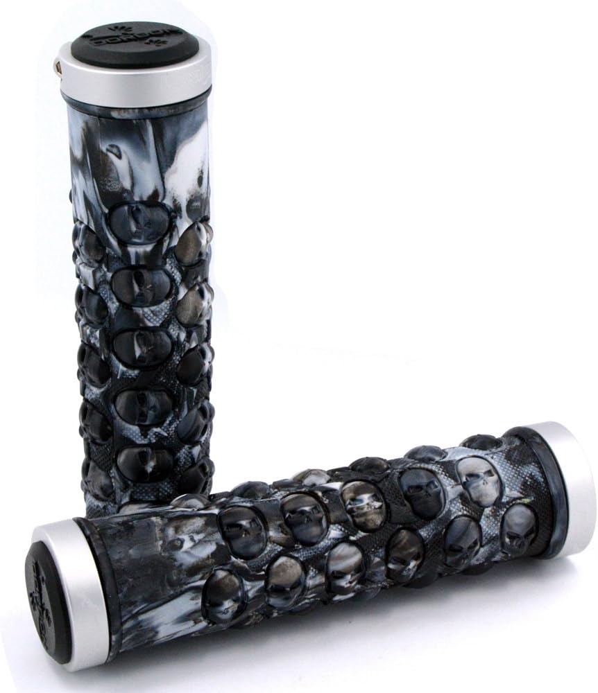 Propalm Acekit Bicycle Anti-Slid TPR Rubber Skull Dot Handlebar Grips with Dual Lock On Clamps for MTB Mountain Bike Road Bike