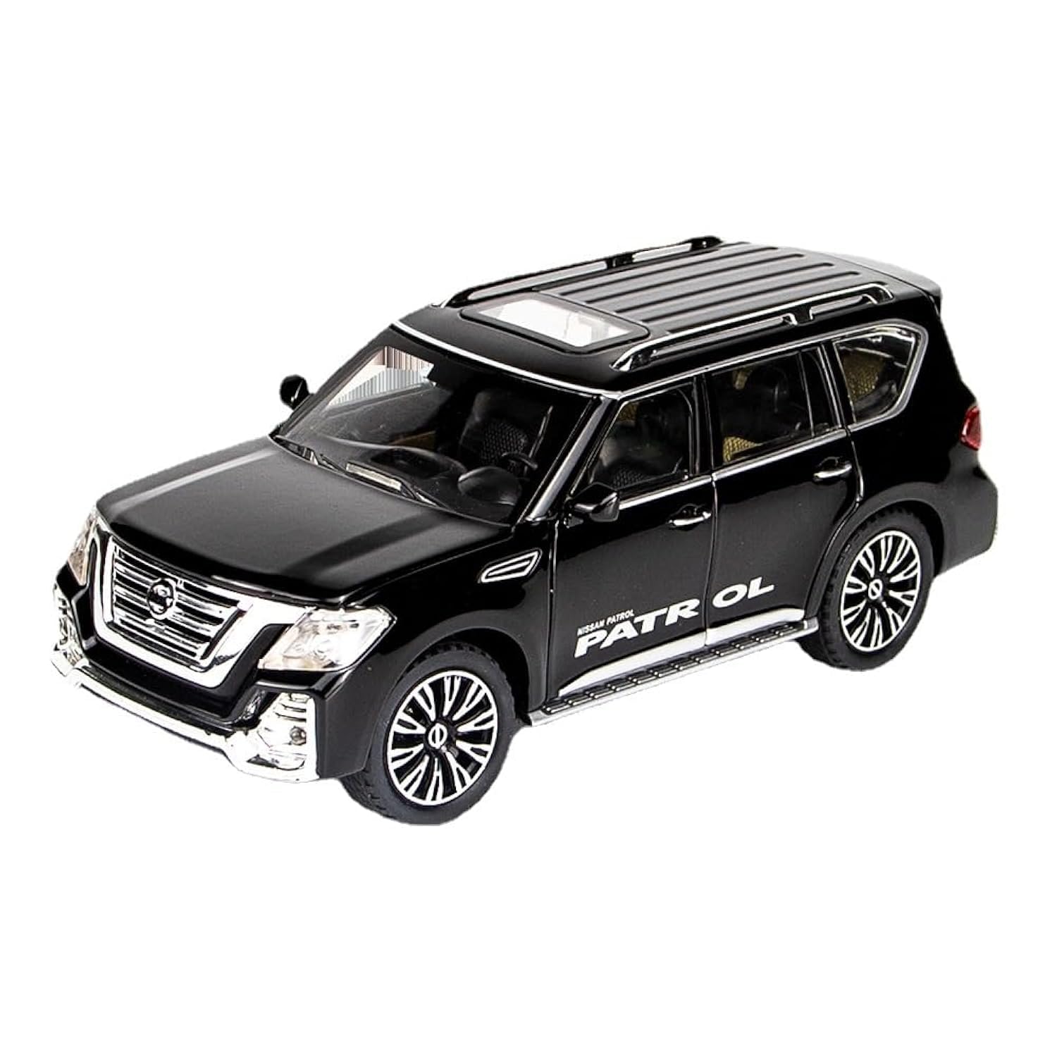 JMSM 1:24 For N-ISSAN For PATROL SUV Alloy Diecasts Model Car Sound And Light Simulation Toy Vehicles Gift Collection Souvenir (Color : Black)