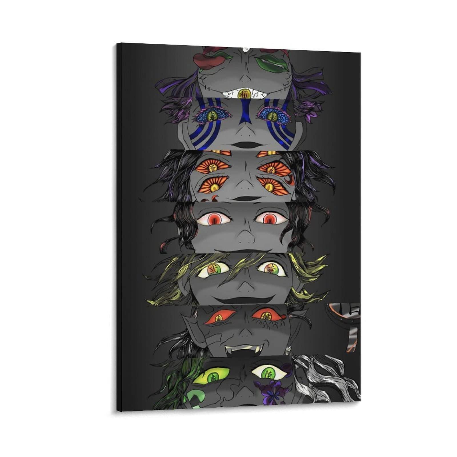 Demon Slayer Anime Poster Kokushibou Akaza Muzan Eye Black And White Art Canvas Art Poster And Wall Art Picture Print Modern Family Bedroom Decor Posters 16x24inch(40x60cm)