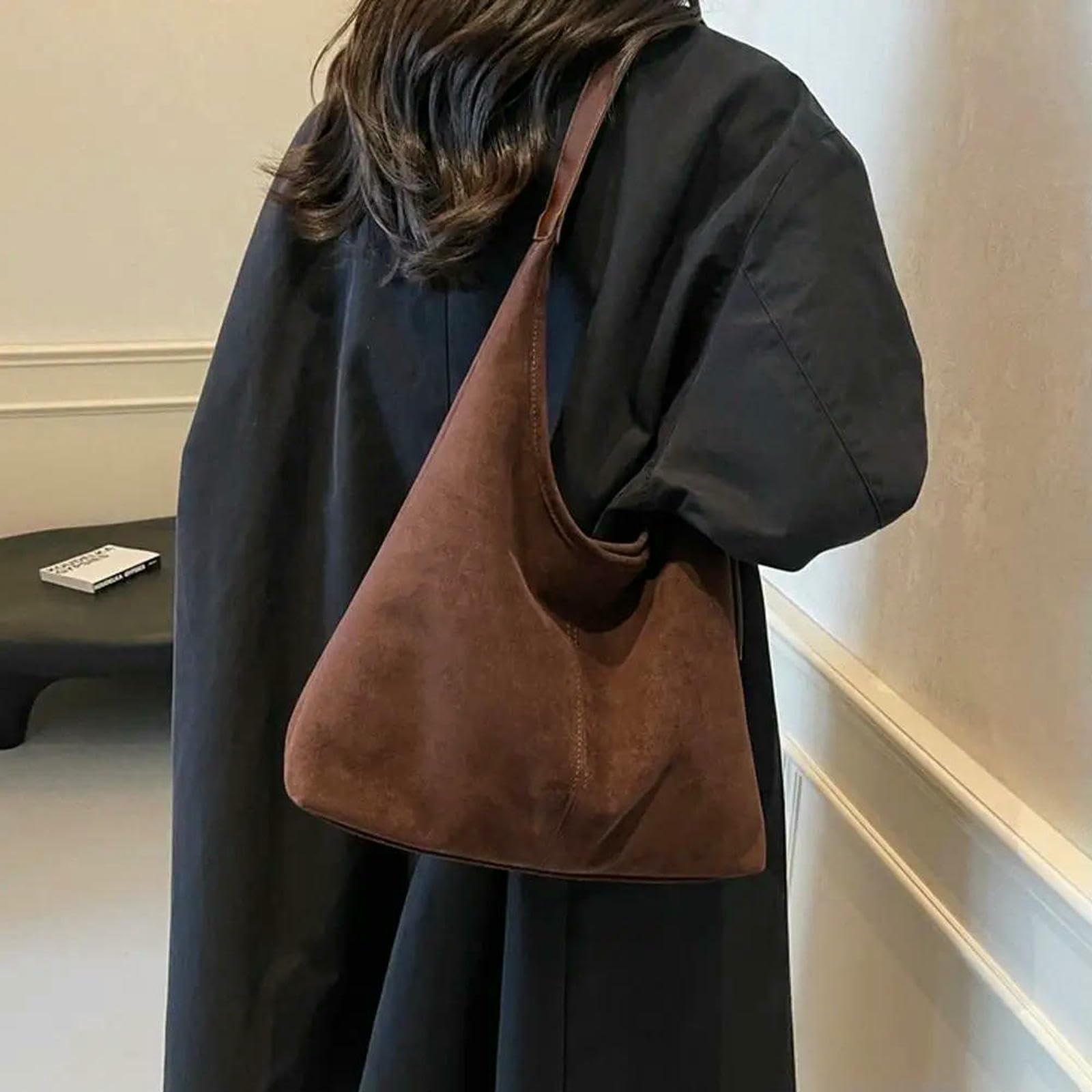Borsa Donna A Secchiello retrò di Grande capacità Tracolla Singola da della Stagione Autunno Inverno Nero