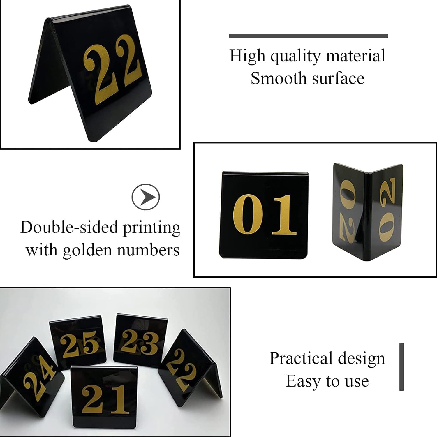 Letreros acrílicos con números de mesa del 1 al 100 para recepciones, banquetes, restaurantes, 3 x 3 pulgadas