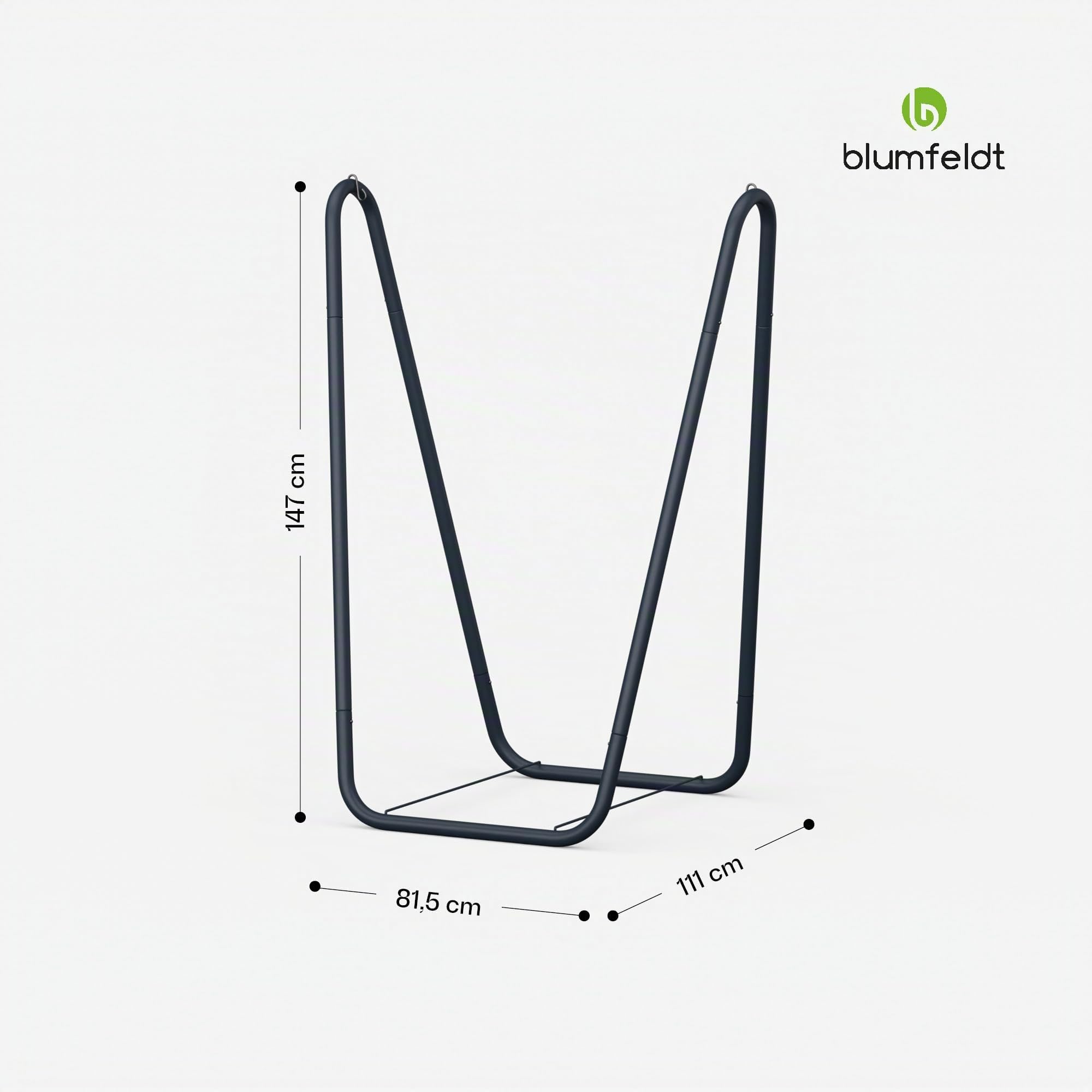 blumfeldt Soporte Estructura de Hamaca – Armazón de Acero para Hamaca, Capacidad 100 kg, Resistente al Óxido e Intemperie, Diseño Estable, 81,5×147×111cm