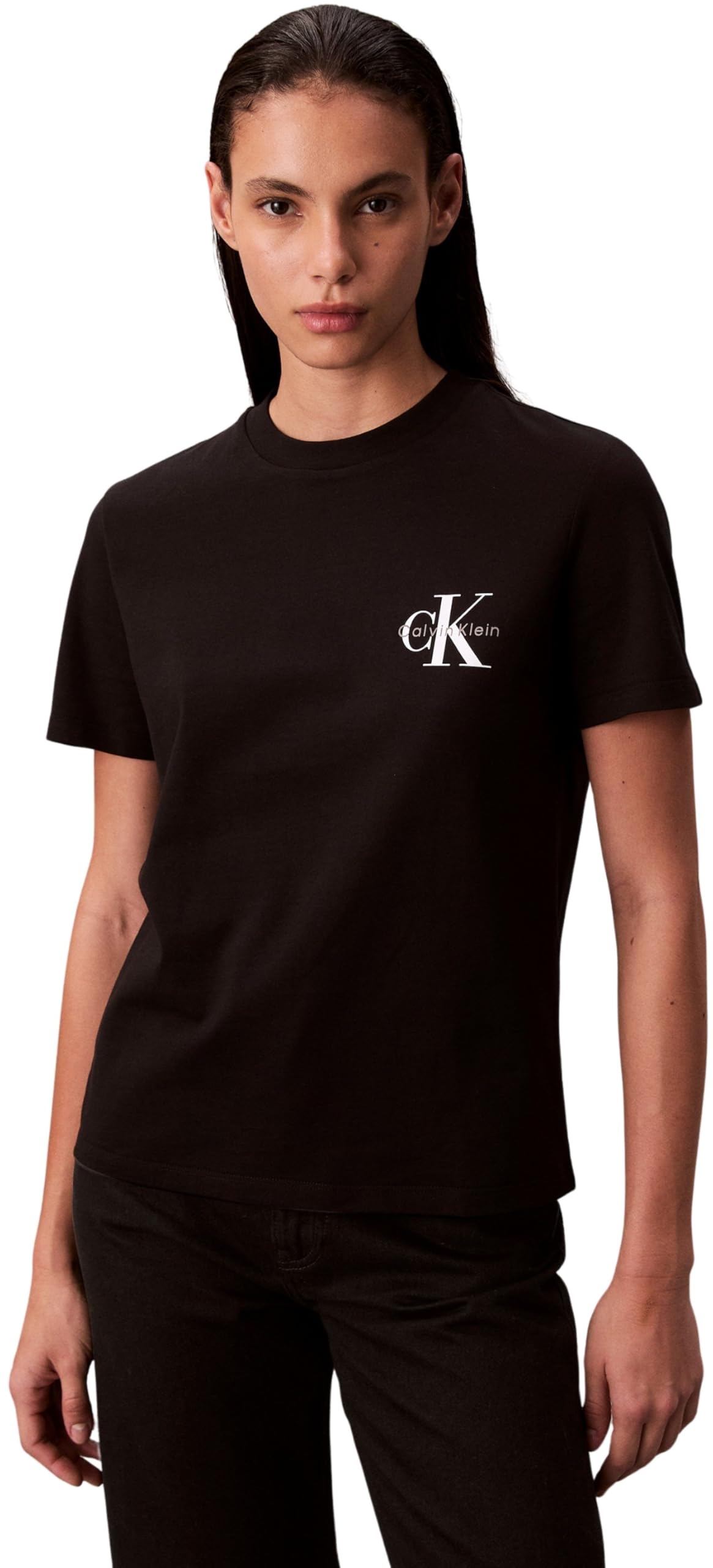 Calvin Klein Damen 2er Pack T-Shirts Kurzarm Logo Tee mit Rundhalsausschnitt