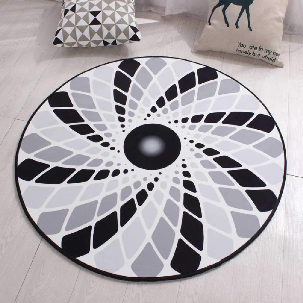 Tapis d'entrée rond géométrique antidérapant de 200 cm idéal pour une cuisine ou salle de bain