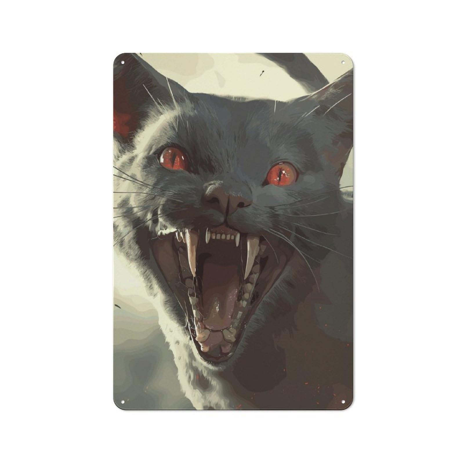 Junmoney Horror Cat Tin Wall Plaque 30X20cm With For Guest Room Or Hallway, For Metal Sign Collectors, For Garage And Workshop Walls