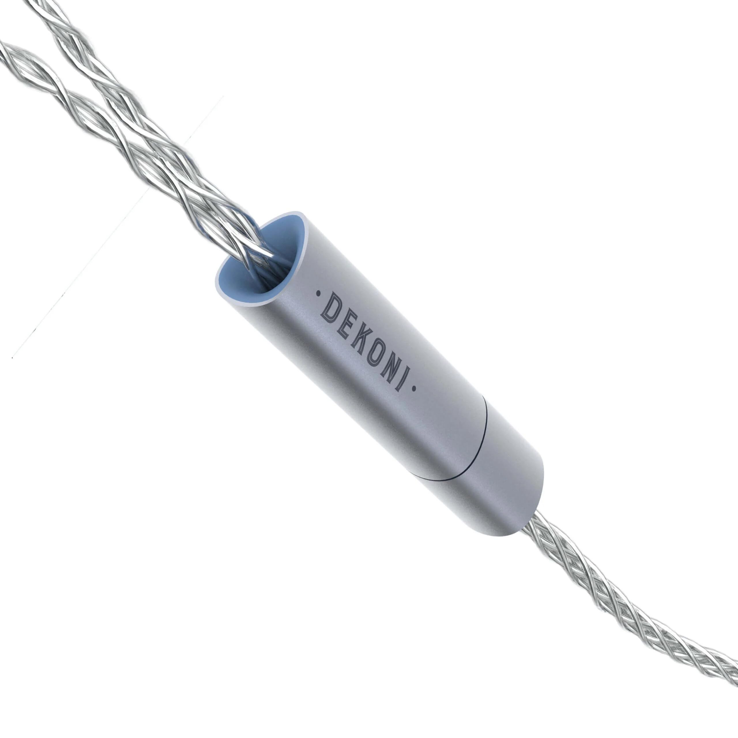 Dekoni Audio Sistema de cable modular Oversplit | Cable de repuesto para auriculares con cubierta trenzada de nailon azul o plata | Compatible con TS, Mini XLR y HD600 de 3,5 mm (HD600 de 2 pines