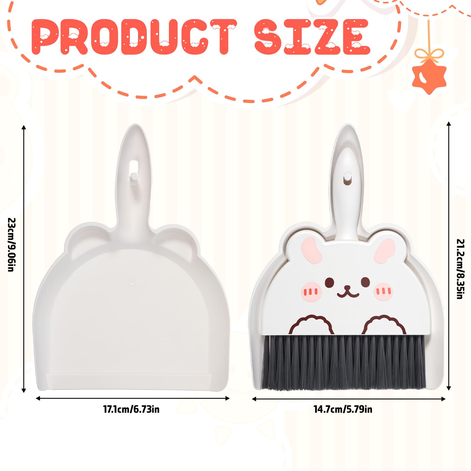 Ensemble balai et pelle à poussière portable, motif lapin mignon, mini balai et pelle à poussière portable avec brosse durable, pelle à poussière légère et balais pour bureau, cuisine, nettoyage