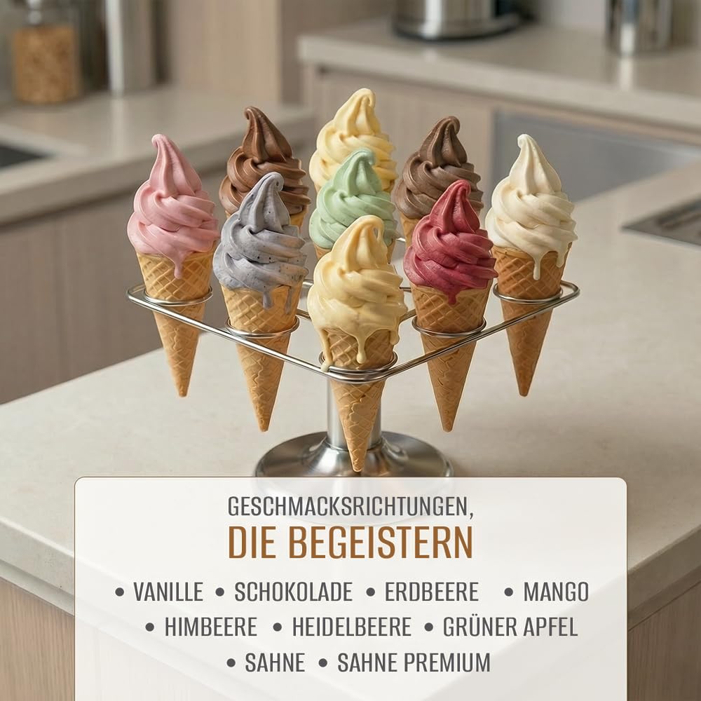 Bazko Sahne Geschmack Eispulver für Eismaschine 2 kg für 6 kg Eis Cremig Ergiebig