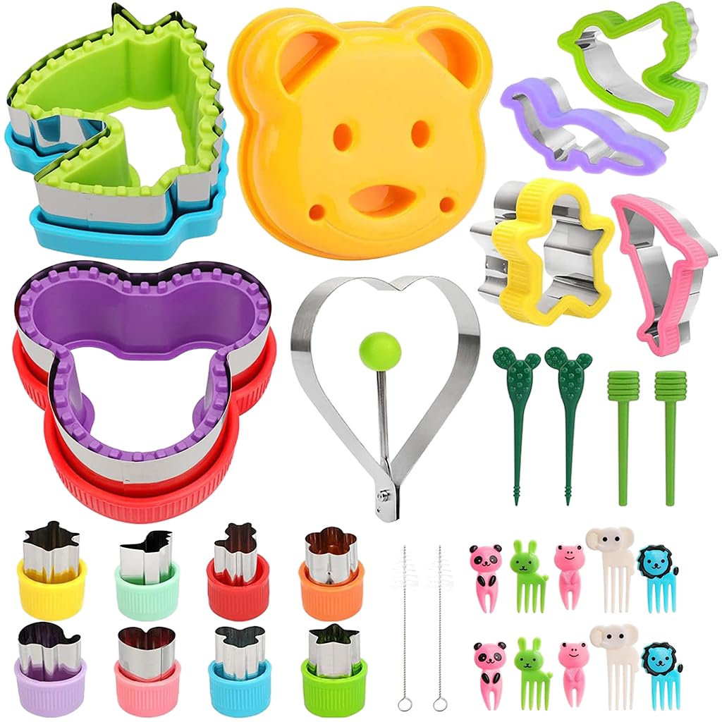 HASTHIP® 32Pcs Cookie Cutter Shapes Fruit Fork Set Stainless Steel Press Fruit Cutter Shapes Cookie Cutter Shapes Cartoon Biscuit Mold Easter Biscuit Mold DIY Baking Essentials Supplies-image-20
