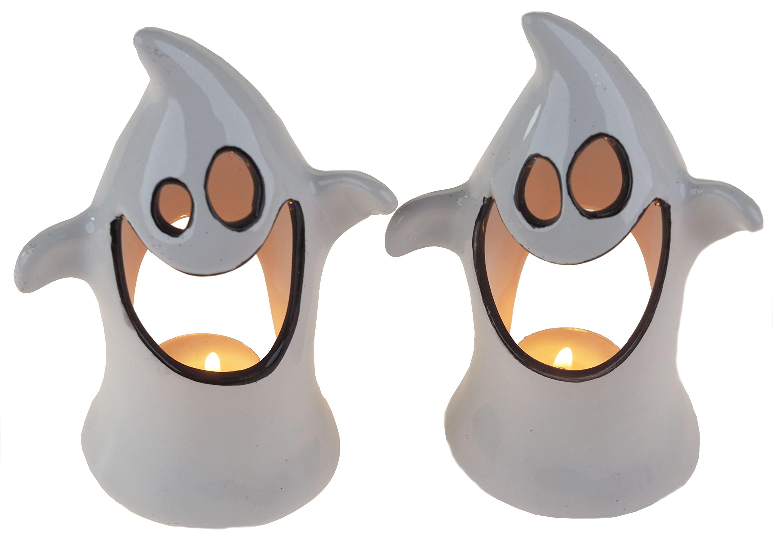 Gem Imports Halloween Ghost Tealight Holders, Ceramic (Set Of 2)