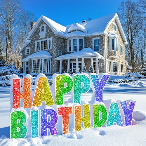 Coonoe Happy Birthday Yard Sign with Metal Stakes