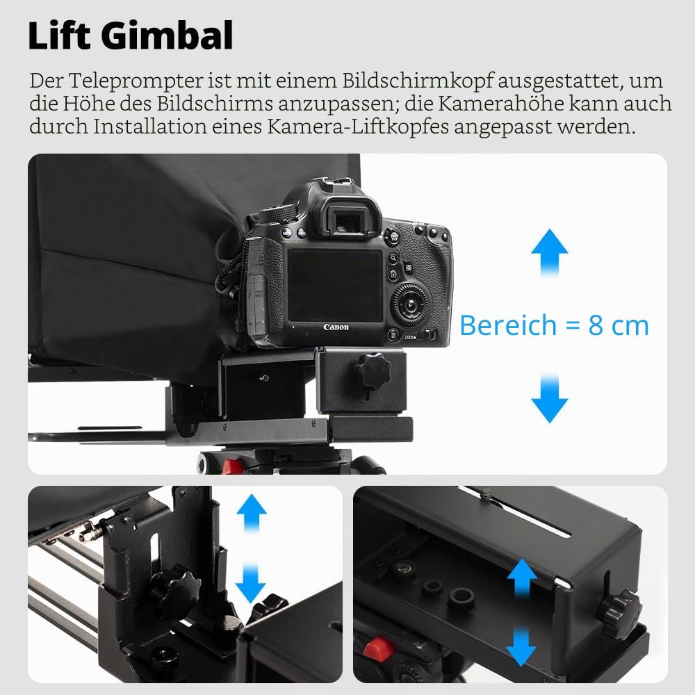 Ambitful T14Pro Teleprompter für Kamera, iPad, Android-Tablet, Smartphone, App-Steuerung/keine Montage, kompatibel mit iOS Android, für Online-Tech/Interview/Vlogger/Live-Streaming