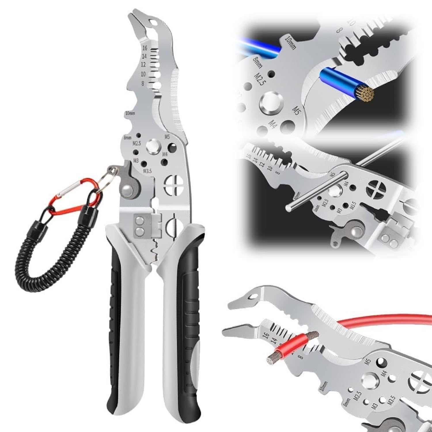 BYKOINE 12-in-1 Multifunctional Wire Stripper Crimper Cable Cutter Pliers | Professional Electrical Wire Stripping Tool | Heavy Duty Industrial Grade with Adjustable Steel Jaws