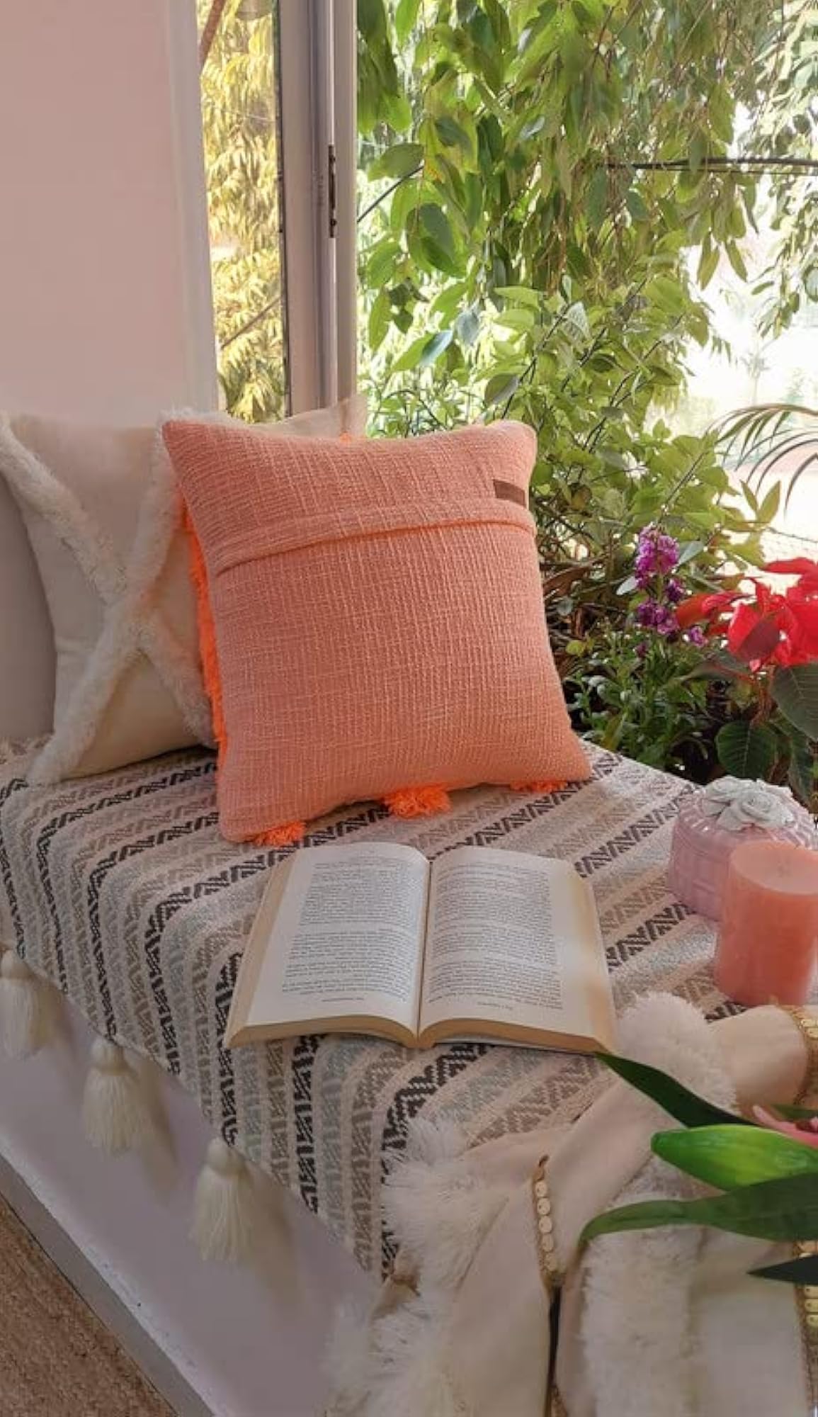 Peach Moroccan Wedding Cushion Cover (12x20)