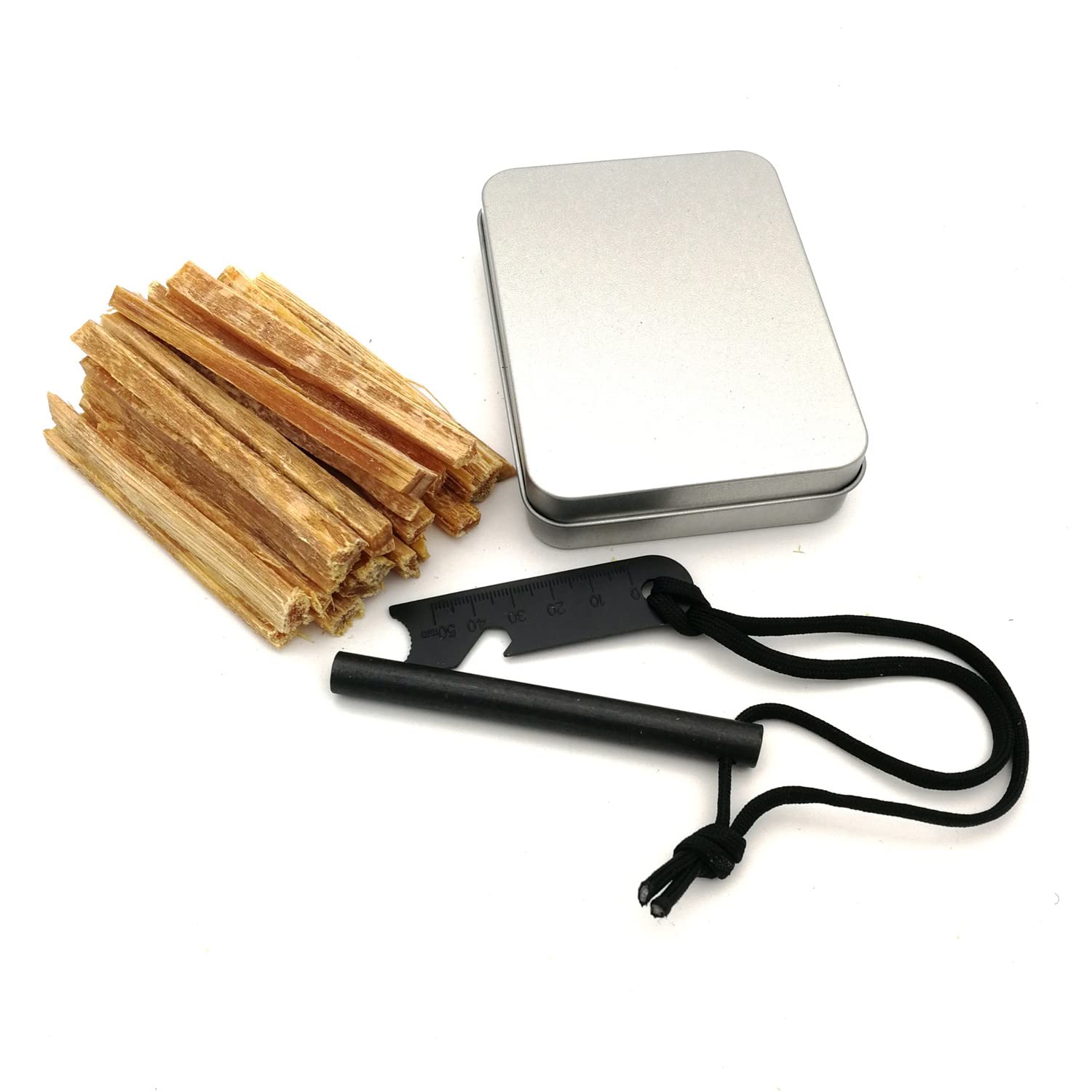 Survival - Set di pietra focaia di emergenza, asta di magnesio Flint Fire Starter scatola impermeabile, per esterni Fatwood Stick Fire Starter Strumento di sopravvivenza