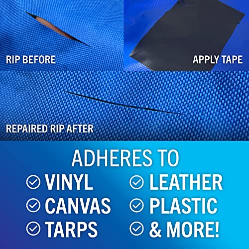 Image of Repair Tape for Fabric and Vinyl 30ft x 3in, Black Waterproof Patch Tape | RV Awning Canvas Tent Tarp Sail Canopy Boat Cover, Heavy Duty, Better Boat