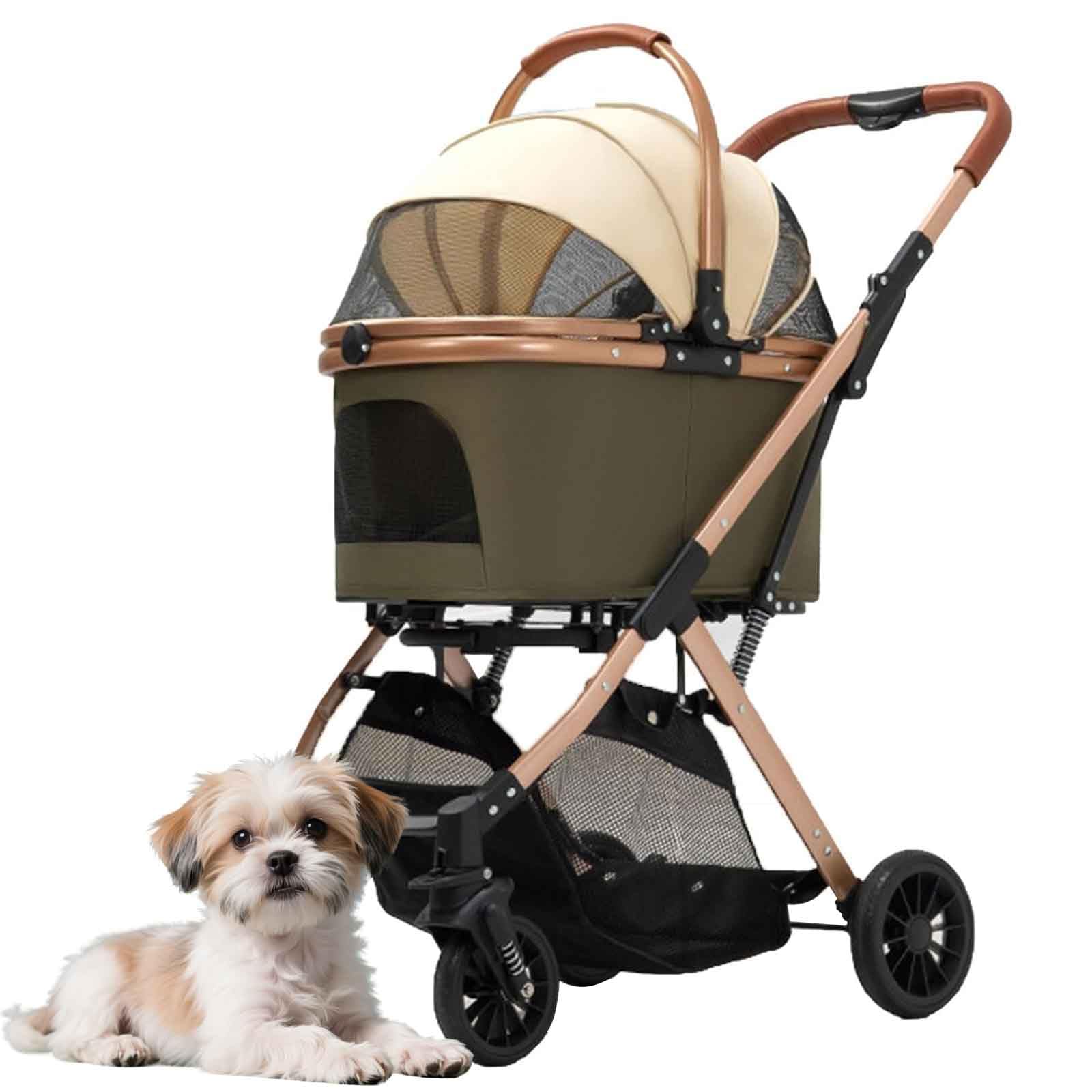 Passeggino Pieghevole per Cani, Passeggino per Cani 3 in 1, Passeggino per Gatti con Trasportino Staccabile Cestello Canis di Piccola Taglia E Media