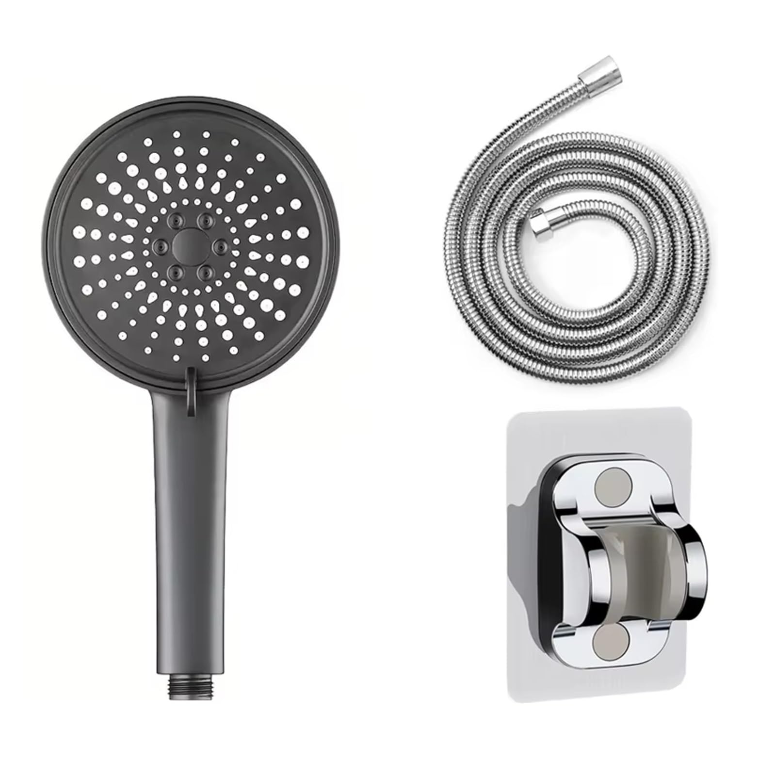 Duży panel 12,5 cm Rainfall Shower Head, High Pressure Water Saving Shower Set, 5 trybów regulacji za pomocą rąk, narzędzia prysznicowe (zestaw szary)