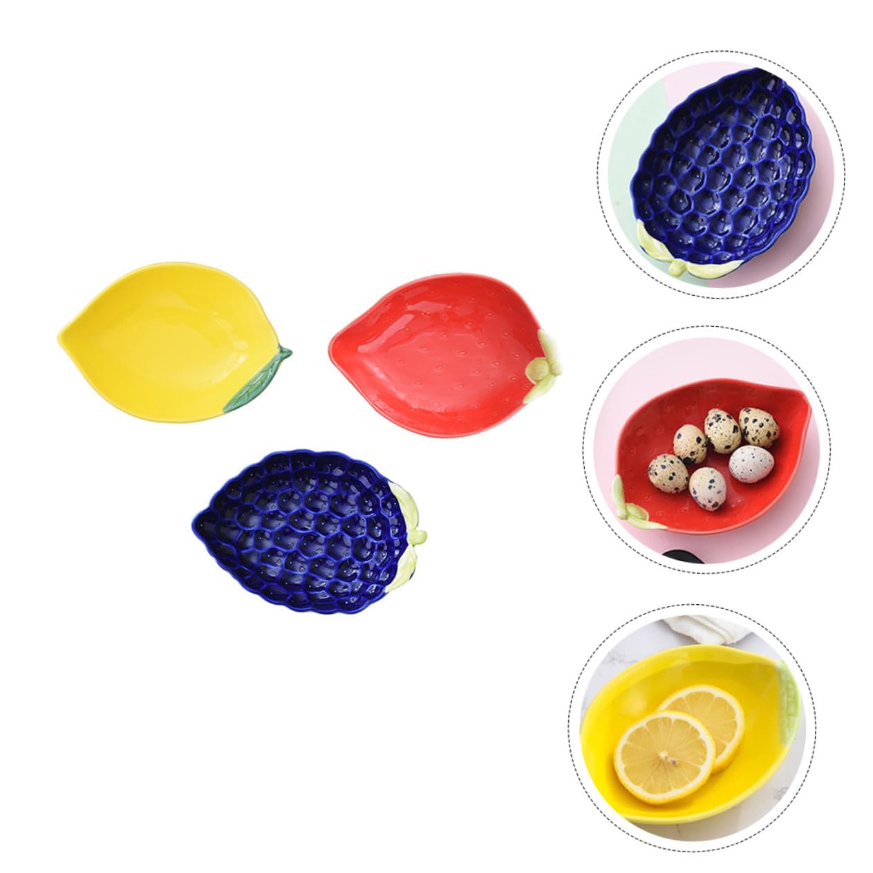 Ciieeo Trockenfrüchteteller aus Keramik 3 Stück Snackschalen für Trockenfrüchte Obst und Snacks Multifunktional und Praktisch für Hochzeiten und Familienfeiern Zufällige Farbe