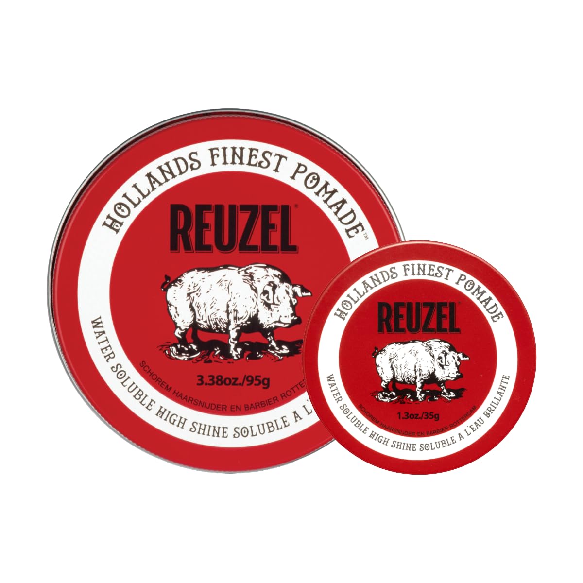 Reuzel 2026 Road Trip, Pommade Rouge Tenue Moyenne Haute Brillance Pour Homme, Soluble dans l’Eau pour un Look Souple Haute Brillance, 95g + Voyage Gratuit Format 35g