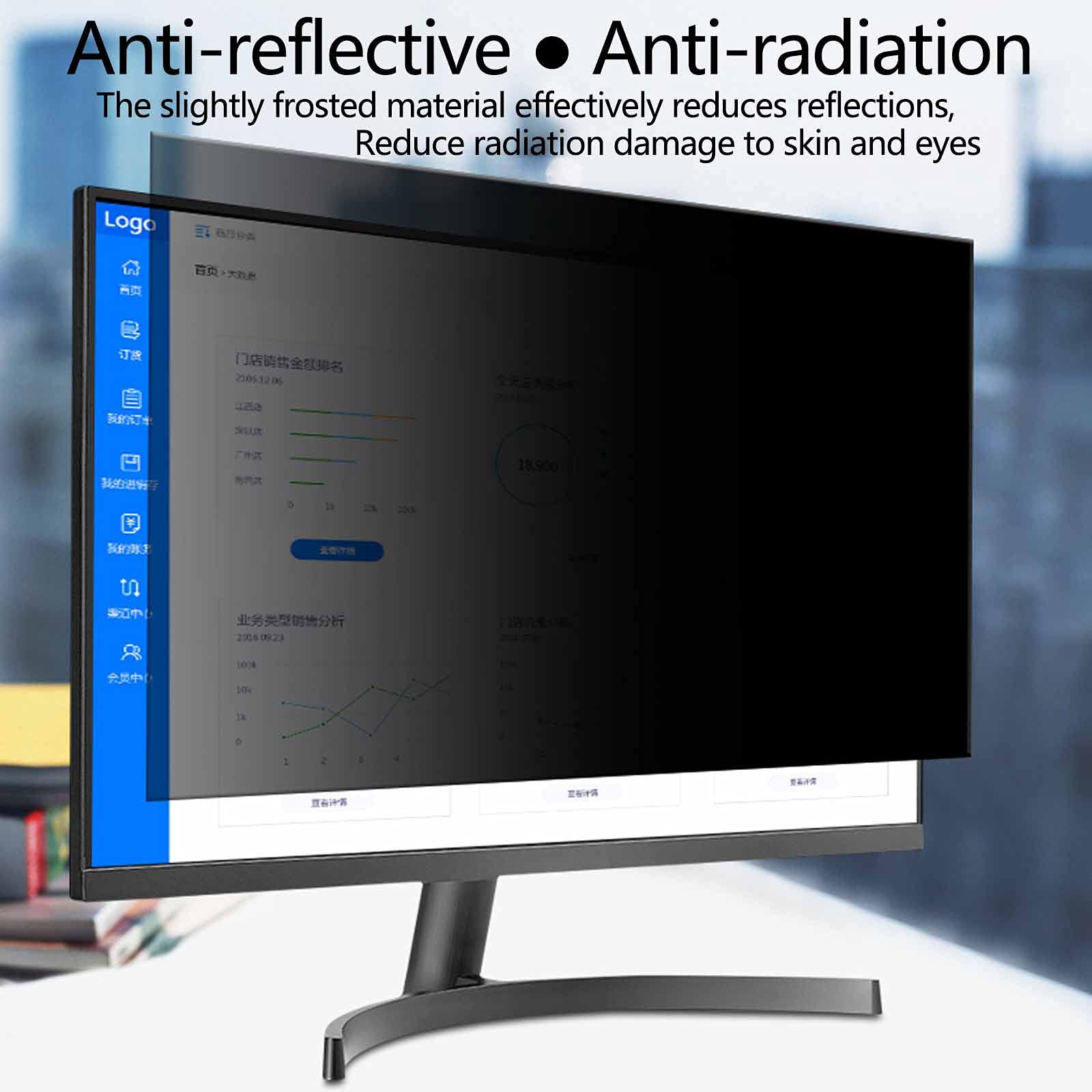 Filtre de confidentialité pour Ordinateur de Bureau, Filtre Anti-lumière Bleue et Anti-Reflets, Filtre d'affichage HD Double Face Disponible，23in(50.9cm*28.6cm)