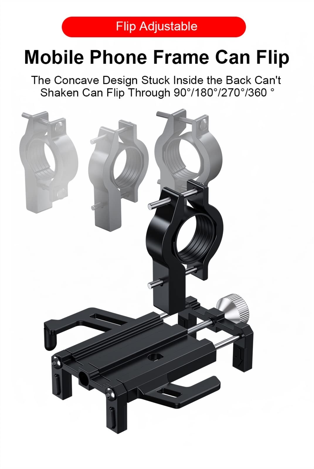 SCOOVY Porta Cellulare Antiurto Supporto per Telefono per Bici da Moto Rotazione A 360 ° Supporto per Smartphone Regolabile Staffa di Navigazione GPS