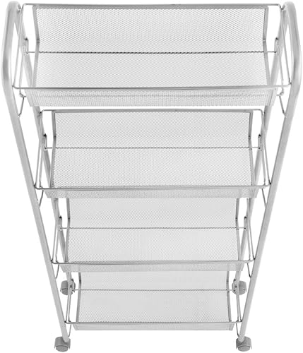 Miniatura 3 de mDesign Carrito organizador de almacenamiento de metal de acero delgado con 4 estantes para lavandería, cocina, organización de baño, soporte