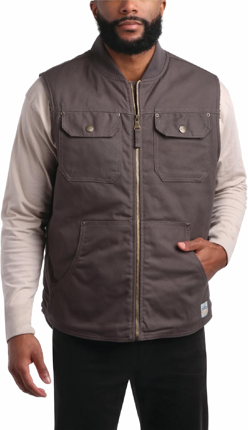 Bass Creek Outfitters Mens Duck Vest - Heavyweight Canvas Sherpa Lined Work Vest for Men - Insulated Mens Vests Outerwear