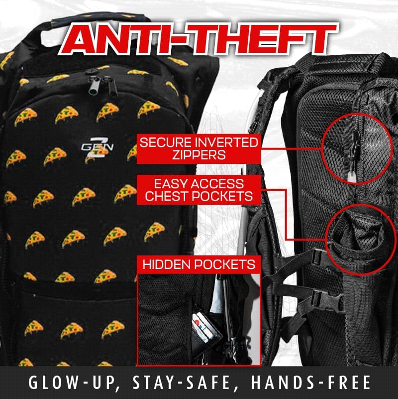 Miniatura 5 de RaveRunner Mochila de hidratación antirrobo Paquete de hidratación Rave, bolsa de agua para festivales, Hydropack Rave, paquete de hidratación EDC