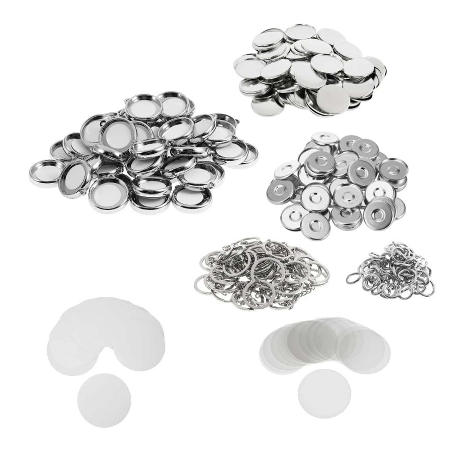 100 szt./zestaw dwustronnych części do breloczka do maszyny do produkcji znaczków, okrągła szpilka, metalowa przednia okładka, pusty papier Produkcja DIY(32mm)