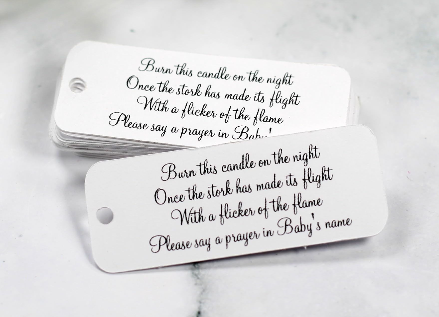 Baby Shower Favor Tags - Candle Gift Tags - 20 pc (White)