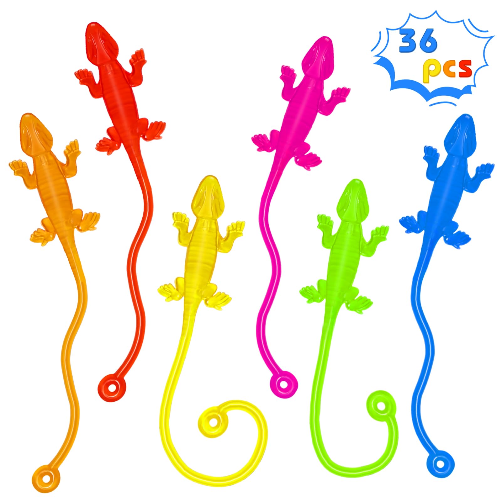 Sticky Hands Bulk 36PCS Kids Party Favors Lizard Shape Stretchy Sticky Hand Fidget Toys Kids Goodie Bag Stuffers Treasure Box Toys for Classroom Prizes Birthday Party Supplies Easter Egg Fillers