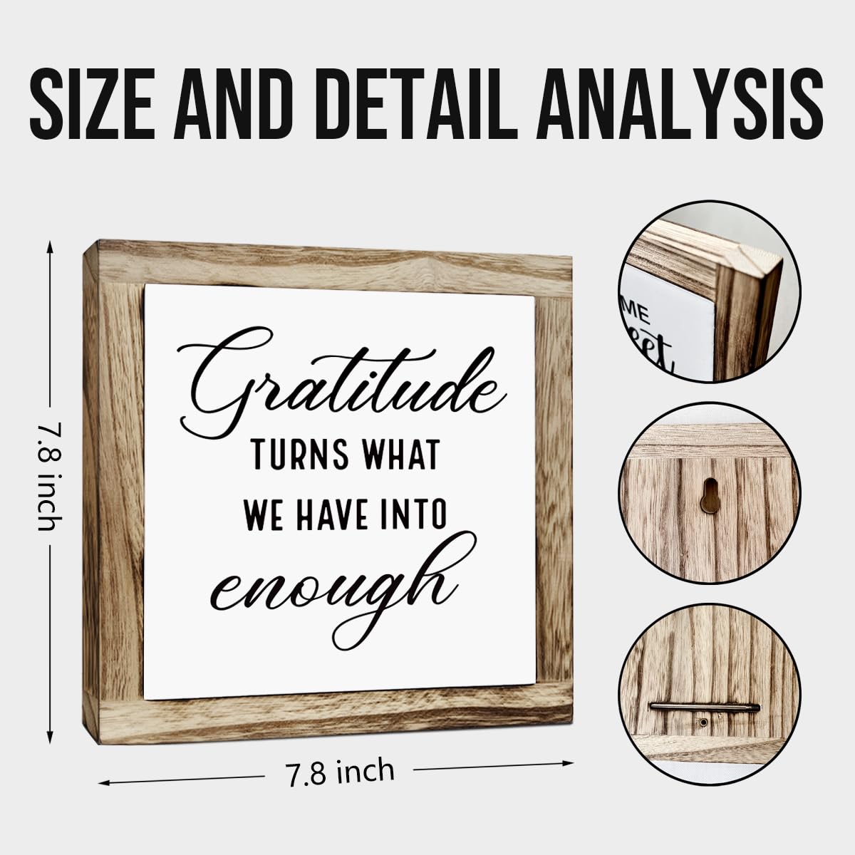 Letrero de madera rústica, letrero de gratitud convierte lo que tenemos en suficiente, placas de madera, decoración de mesa, letrero inspirador de escritorio, decoración de oficina en casa, letrero de