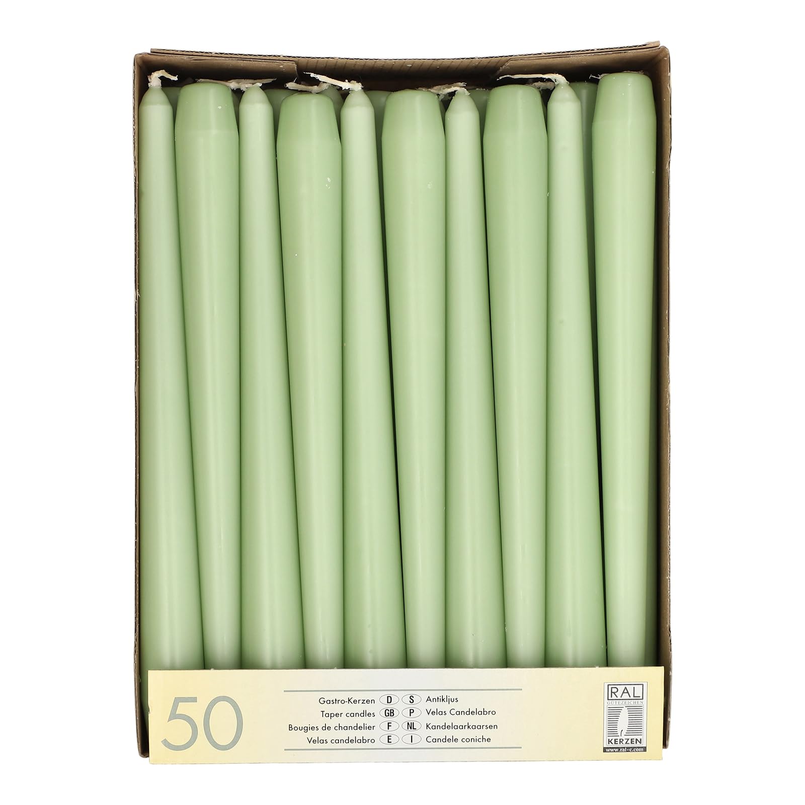 PAPSTAR 50 bougies de chandelier - Diamètre : 2,2 cm - 25 cm - Vert jade
