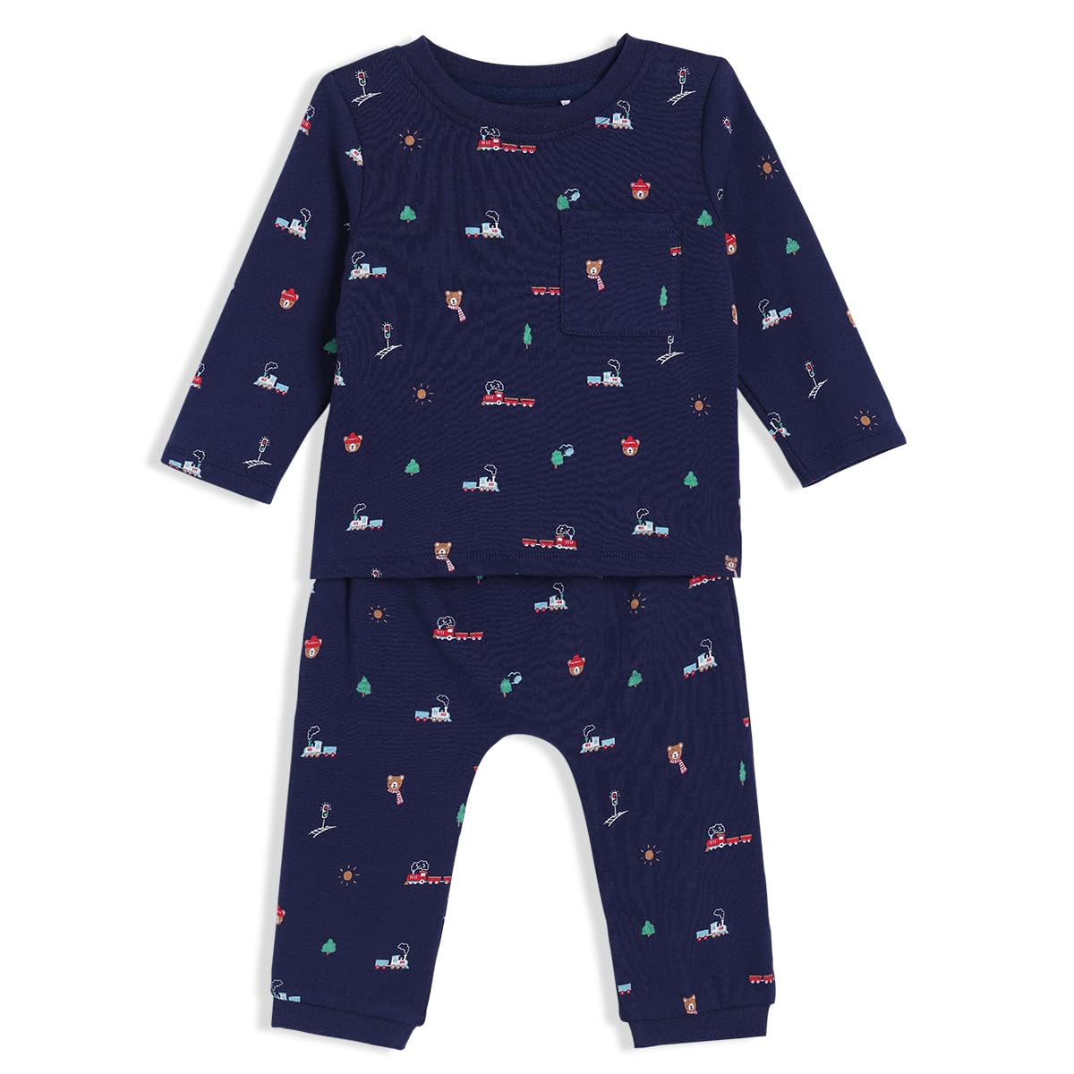 MINI CUDDLES Baby Boys Novelty Printed 2pc Set, Navy Blue (18-24M)