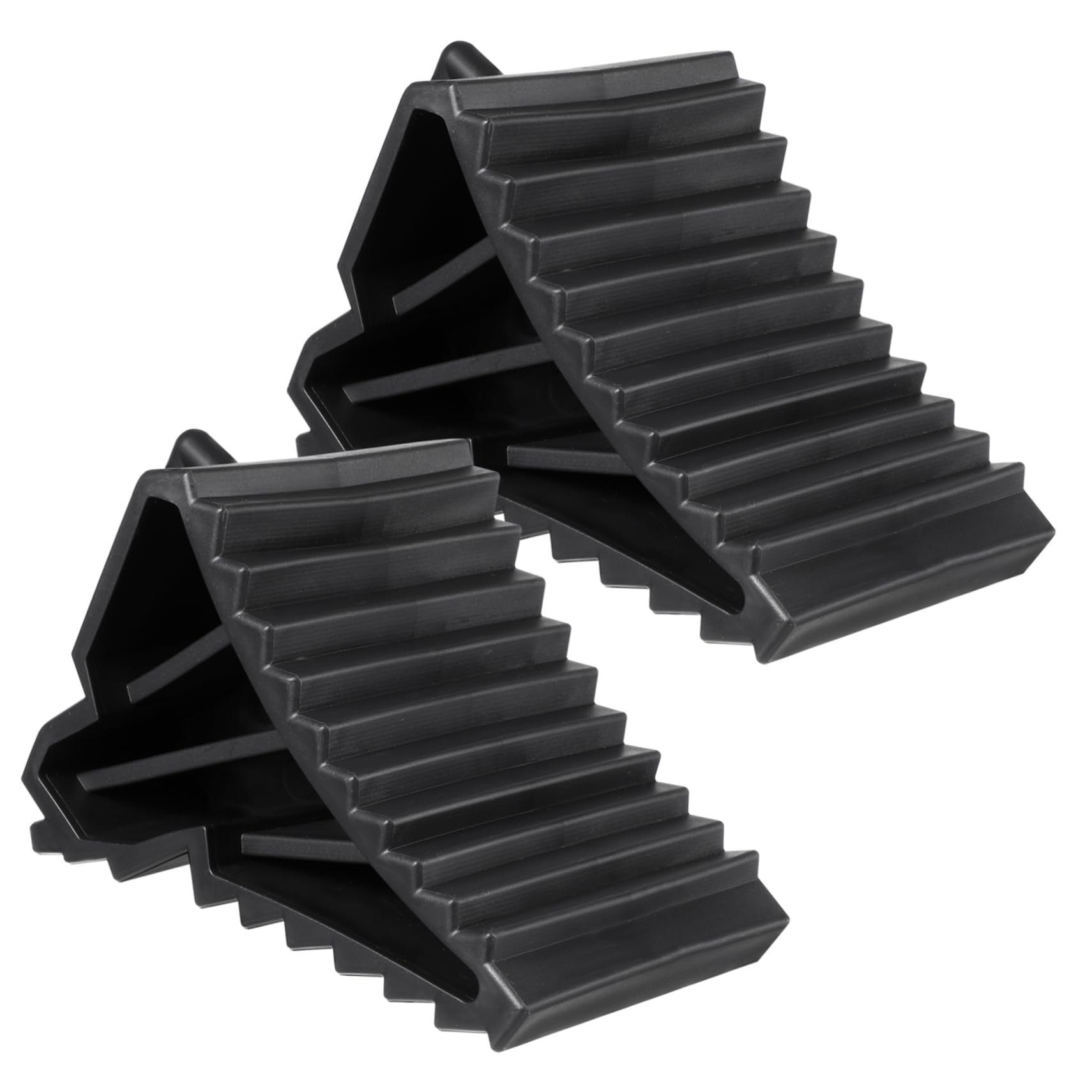 JECOMPRIS Stylish Black Tire Stoppers Wheel Chocks for Trucks Cars Built-in Handle Non-slip Base