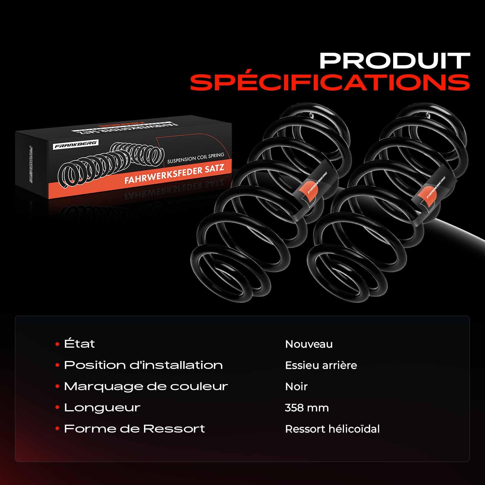 Frankberg 2 ressorts de suspension pour essieu arrière 1K0511115BL | Compatible avec: T.o.u.r.a.n 1T3, T.o.u.r.a.n 1T1 1T2