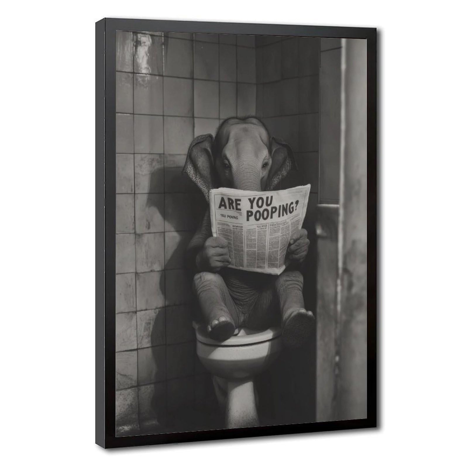 Bareronor Toilet Elephant Poster Canvas Poster Bedroom Decor Landscape Office Room Decor Gift 24" L X 36" W