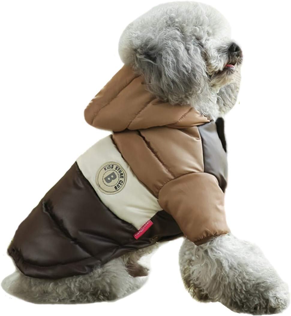 正規品新品未使用品 Icouchi ペット服 秋冬 ダウンジャケット 中綿コート ドッグウェア 洋服 パーカー フード付き アウター 防水 防風 防寒 保温 おしゃれ かわいい 猫服 小中大型犬対応 リード穴付き 10 ブラウン Www Larrypolatsch Com