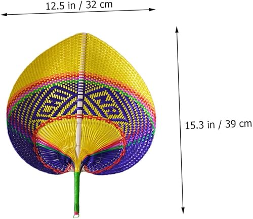 Miniatura 6 de FAVOMOTO Abanico de espadaña de hojas de palma sintéticas, abanicos manuales, ventilador de mano de boda, abanicos de paja de trigo, ventilador de
