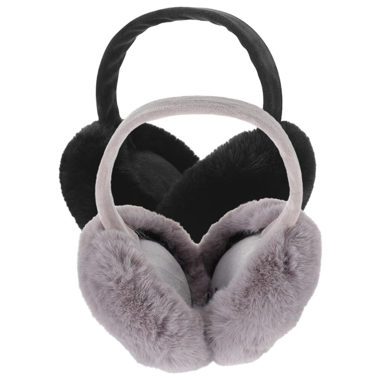Ipetboom 2pcs Winter Ear Muffs Fur Ear Warmer Headband Adult Earmuffs for Cold Weather