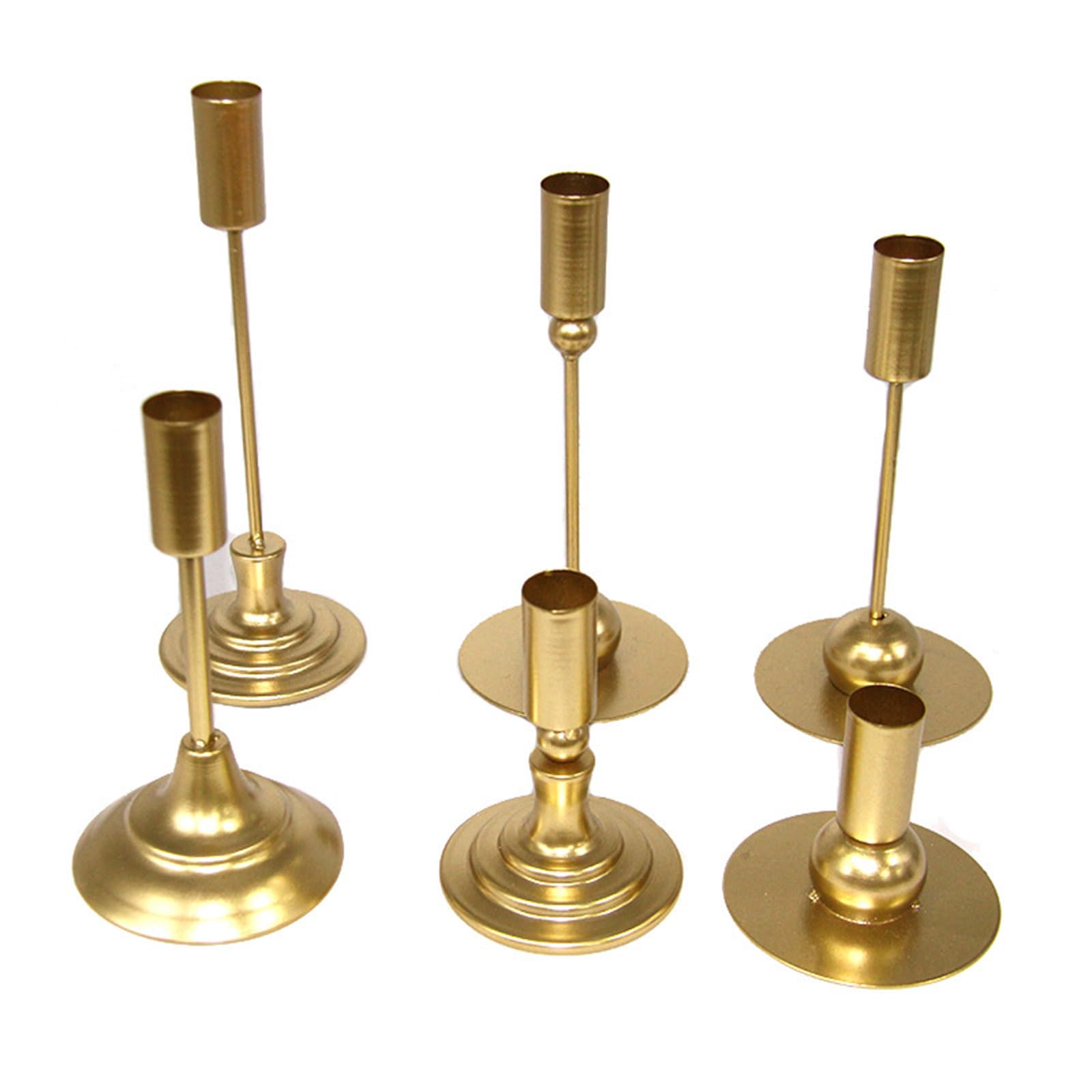 Portacandele conico in metallo dorato, 15 confezioni di portacandele vintage, stile moderno, per decorazione della casa, tavolo da tavolo e camino, candela, luce per cena, anniversario, decorazione