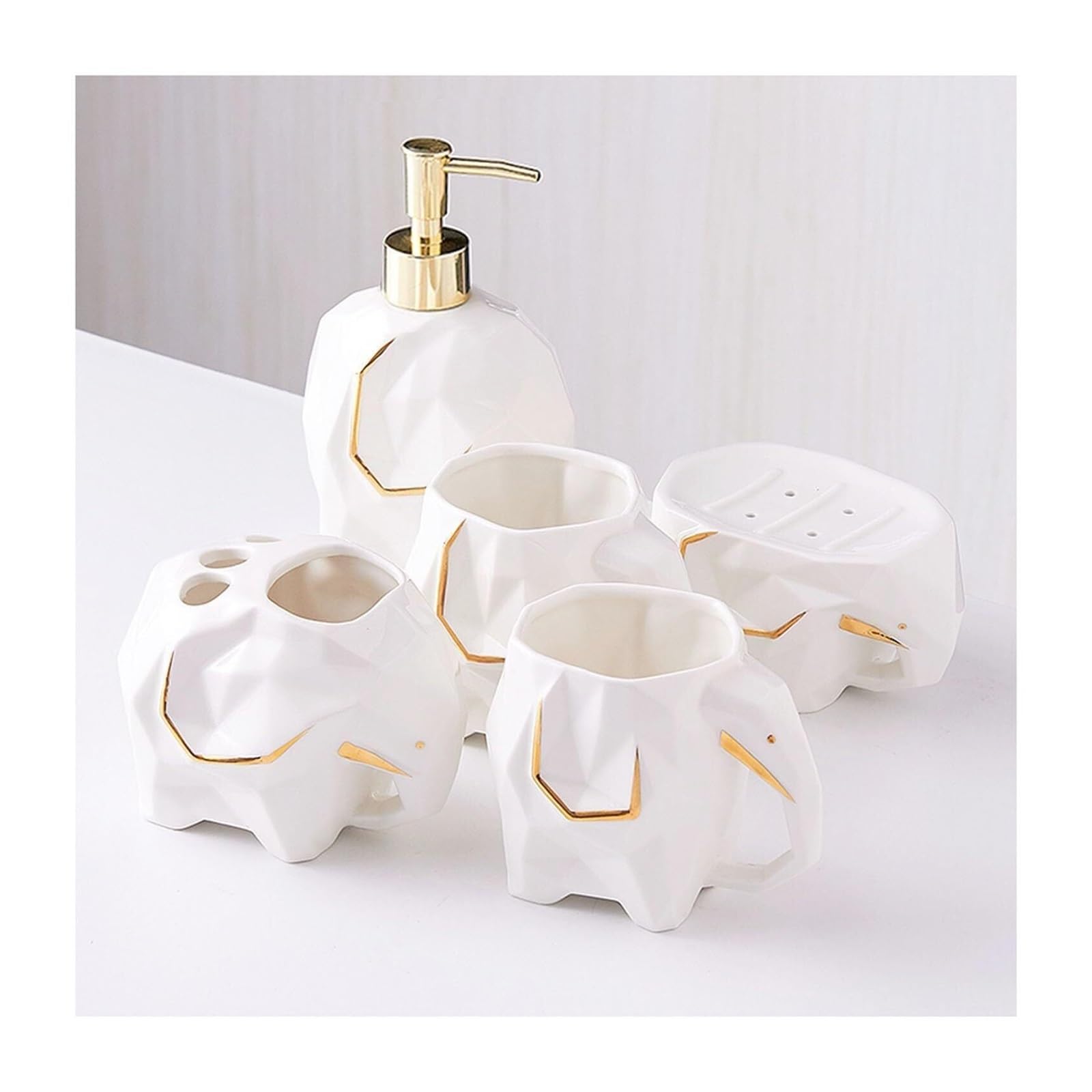Distributeur de savon en céramique blanc avec porte-savon et gobelet de bain