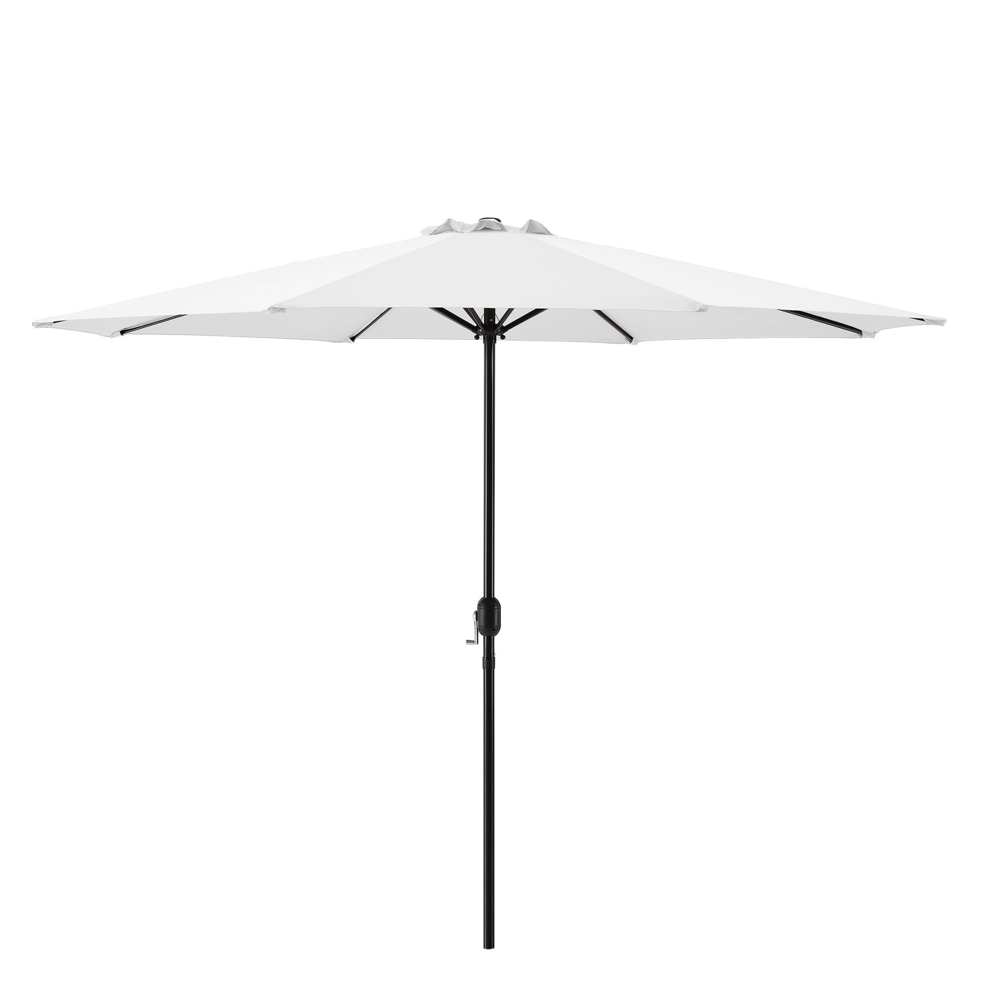 casa.pro Ombrellone da Giardino con Palo Centrale e Meccanismo a Manovella Tela Ampia Ø300 cm in Poliestere Resistente UV Altezza 230 cm Bianco