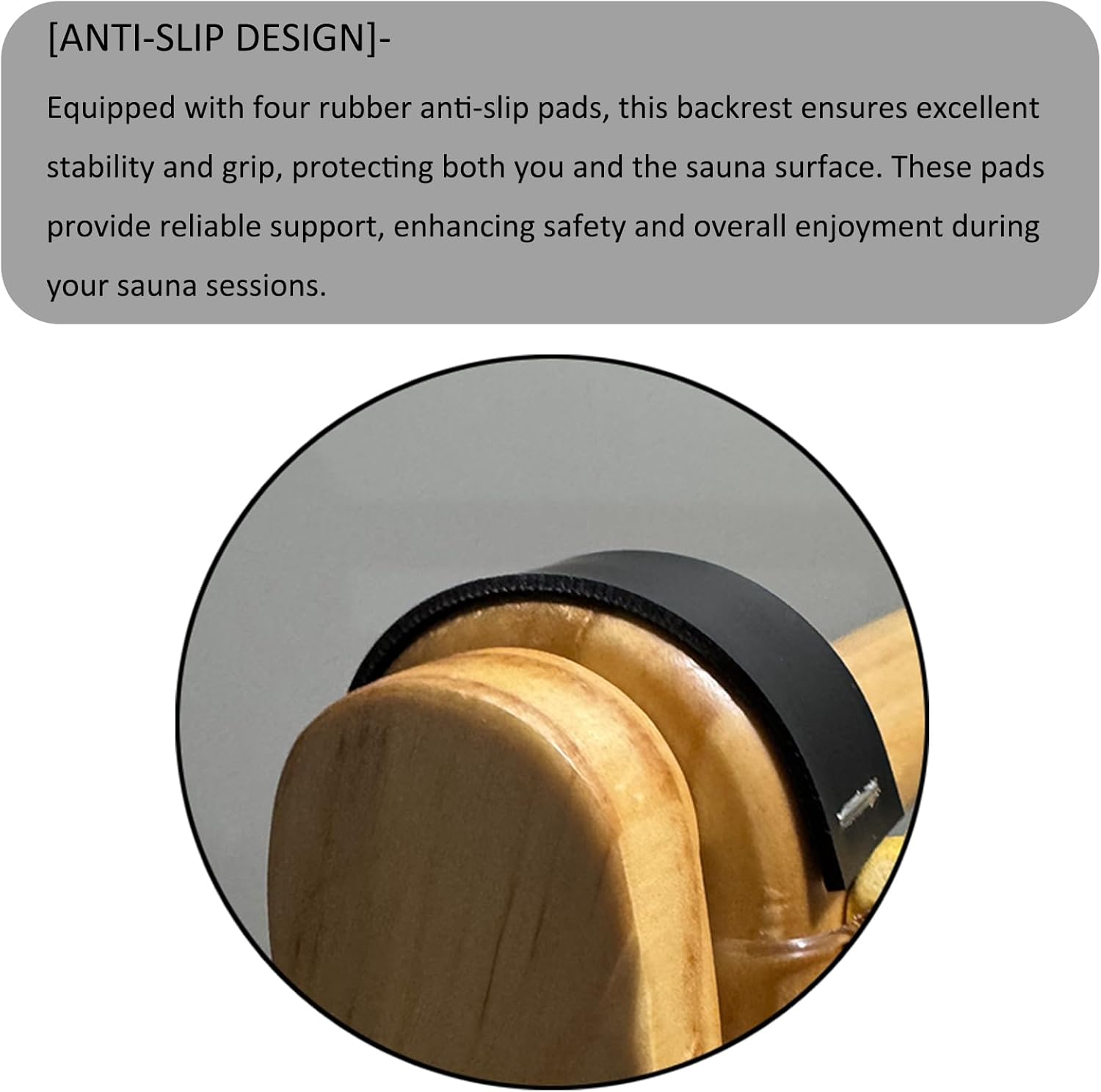 Natural Bamboo Sauna Backrest, More Flexible Than Wood, Better Fits Your Back, Features Anti-Slip Rubber Pad. Sauna Accessory Set (1 Pack)